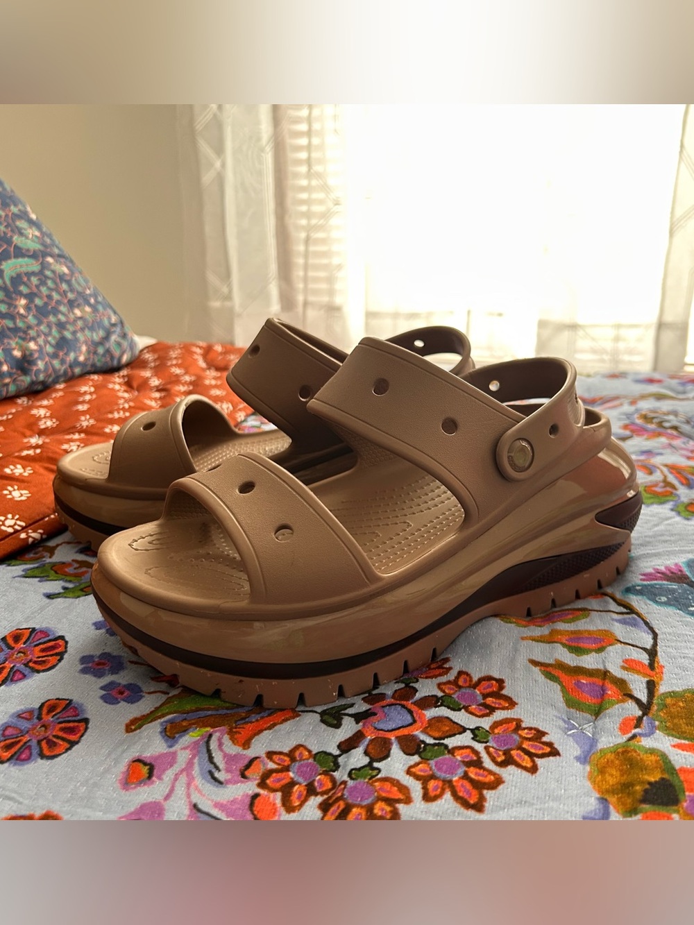 CROCS Women's Platform Sandals in Taupe